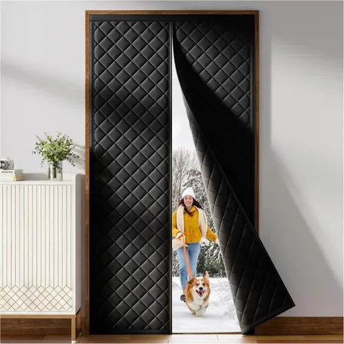 Miniatura 7 de HADOR Cortina Magnética con Aislamiento Térmico para Puerta que se Ajusta a Puertas de 36" x 96", Tela Oxford Acolchada con Relleno de Algodón
