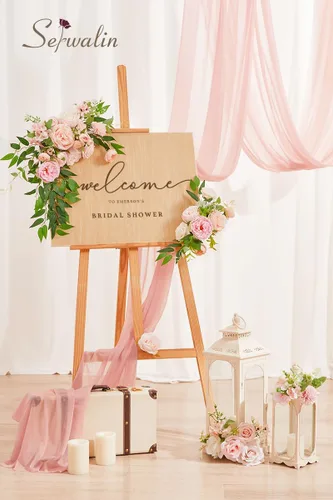 Miniatura 5 de Serwalin Flores artificiales, flores rosadas, flores de seda falsas, flores de pastel de boda, flores para ramos de boda, centros de mesa, Un rosa