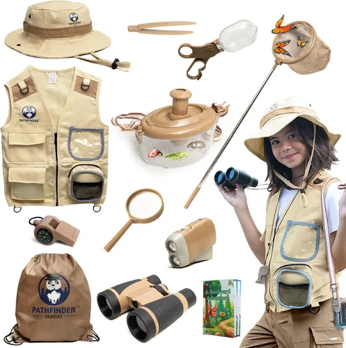 Miniatura 13 de Kit de explorador para niños con chaleco de safari, sombrero y más – Kit de captura de insectos para niños con guía de aventuras y búsqueda
