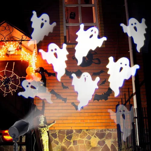 Miniatura 8 de PEIDUO - Proyector LED de Halloween con diseño de fantasma, giratorio, proyectores animados, impermeables, para exteriores, paisaje, iluminación