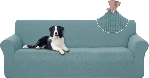 Miniatura 105 de U-NICE HOME Funda elástica para sofá, lavable, protector de muebles para sofá de 3 cojines, apta para mascotas (sofá, gris)