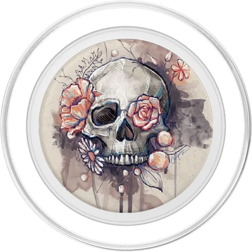 Miniatura 2 de FLORAL FLORAL SKULL BLACK PINK ART PARA TATUAJE NIÑAS MUJERES PopSockets PopGrip: agarre intercambiable para teléfonos y tabletas PopSockets MagSafe