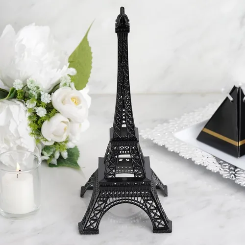 Miniatura 7 de Efavormart - Centro de mesa de la torre Eiffel de metal negro de 10 pulgadas, elegante decoración de la torre Eiffel negra y figura decorativa