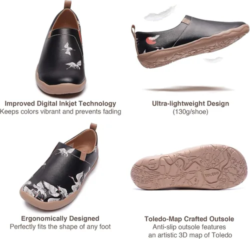 Miniatura 6 de UIN - Zapatos para caminar y viajar para mujer, mocasines informales de microfibra, ligeros, cómodos, sin cordones, con estampado a la moda