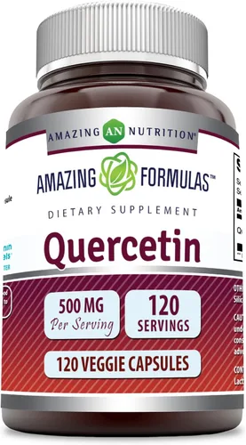 Amazing Formulas Quercetina 500mg 120 cápsulas vegetales Suplemento – Sin OMG – Sin gluten – Apoya la salud y el bienestar general