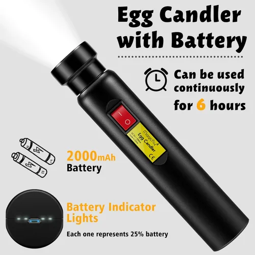 Miniatura 3 de Magicfly Probador de huevos recargable con luz LED fría brillante para monitorear el desarrollo de huevos, lámpara de candelabro LED