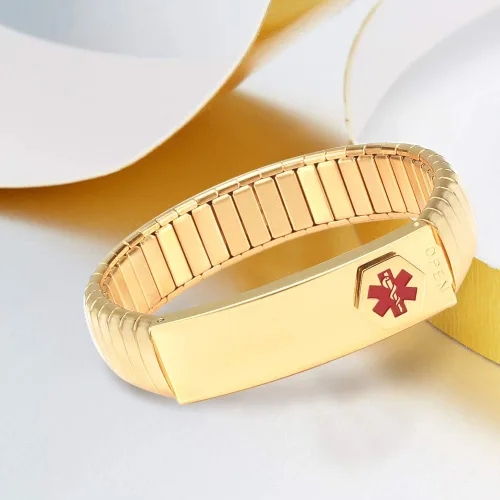 Miniatura 3 de Pulsera de alerta médica para hombres y mujeres, pulsera de identificación médica ajustable ajustable de acero inoxidable para diabetes, alergias