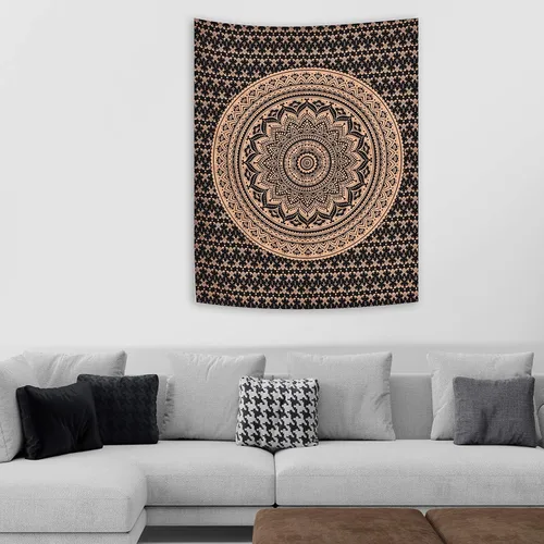 Miniatura 3 de ANJANIYA - Tapiz para colgar en la pared, diseño de mandala, nuevo sombreado dorado, decoración de dormitorio, metálico, hippy, arte de muro