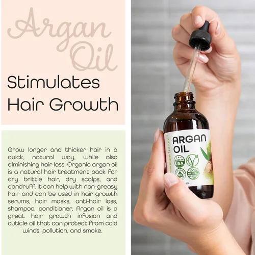 Miniatura 2 de Premium Nature Aceite de argán para el cabello, virgen, 100% puro, prensado en frío, aceite de argón para el cabello, estimula el crecimiento