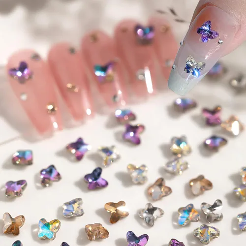 Miniatura 8 de Dijes 3D para arte de uñas, oro rosa, cuentas de micro caviar, diamantes de imitación para uñas acrílicas, tamaño mixto, diamantes de imitación AB