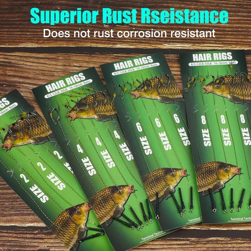 Miniatura 8 de Kits de aparejo de pesca de carpa, 26 piezas/30 piezas, juegos de anzuelos curvados de púas giratorias, paradas de cebo y cuerdas de cebo de pesca