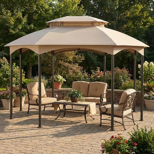 Miniatura 2 de Garden Winds Cubierta superior reforzada RipLock 350 de repuesto compatible con Manhattan 10' x 12' Gazebo Modelo L-GZ1138PST - Beige