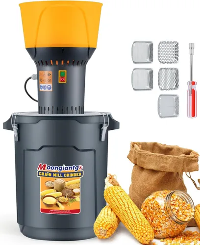Miniatura 8 de Moongiantgo Molino de grano molinillo eléctrico de maíz de 1300 W, molino de cereales secos, desprendible, cubo y tolva de 6.6 galones, con 5