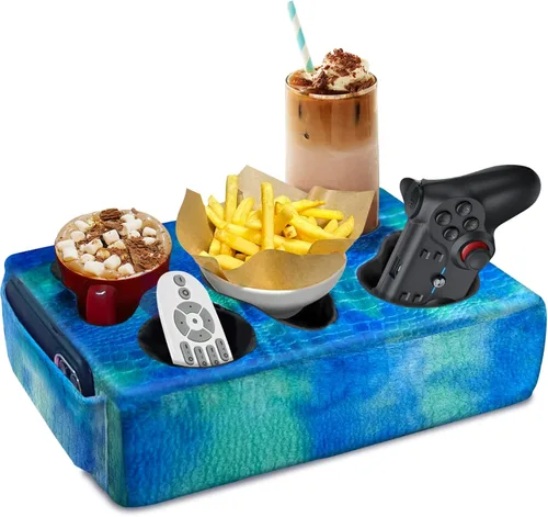 Miniatura 18 de Cojín Portavasos para Sofá Cama, Portabebidas Nisdoing de 5 Orificios para Sofá ¡Mantén las Bebidas al Alcance y Conserva la Temperatura, Evita Negro