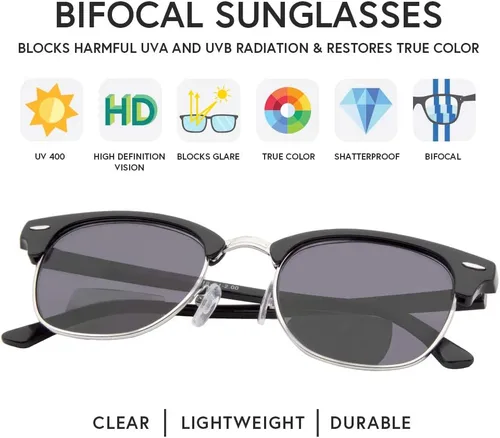 Miniatura 3 de VITENZI Gafas de sol bifocales para hombres y mujeres, lentes de lectura semi sin montura tintadas con lectores - Tivoli