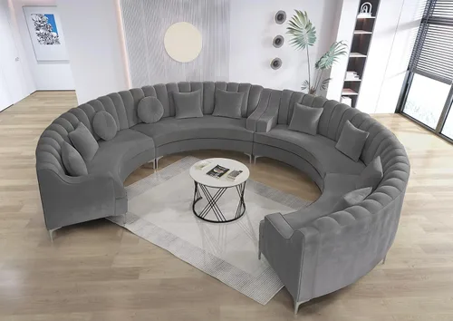 Miniatura 22 de Legend Vansen L - Sofá de terciopelo semicírculo de 141.34 pulgadas, sofá modular curvado de gran tamaño para sala de estar, oficina, apartamento