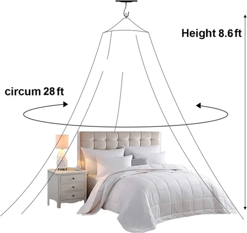 Miniatura 4 de Jolitac Dosel de Cama Mosquitera de Encaje para Camas de Niñas, Tienda de Juego de Princesa Única Doseles de Malla Cúpula Grande de Encaje Cortinas