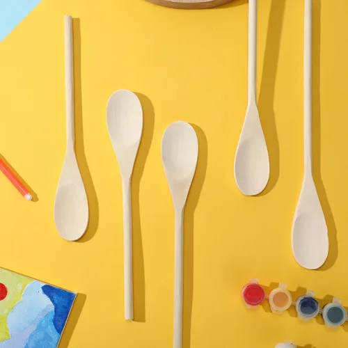 Miniatura 6 de Maxcheck Paquete de 100 cucharas de madera de 10 pulgadas, cucharas de madera a granel, cucharas de madera para servir, mango largo para cocinar
