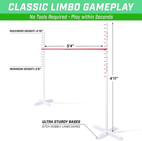 Miniatura 2 de GoSports Get Low Limbo - Juego de limbo de madera premium, se instala en segundos, diversión para niños y adultos