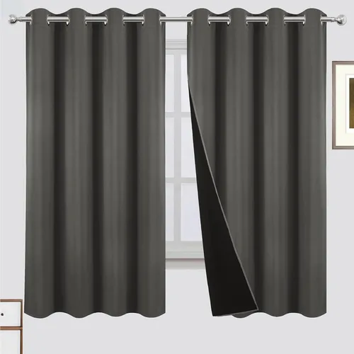 Miniatura 44 de LEMOMO Cortinas 100% opacas de 52 x 95 pulgadas, 2 paneles de oscurecimiento con aislamiento térmico para dormitorio Negro