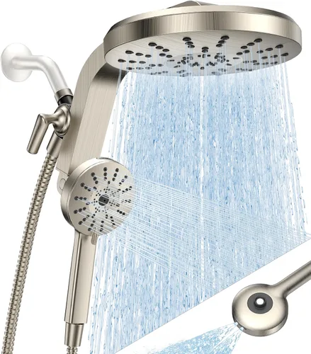 Juego de cabezal de ducha de lluvia de alta presión, juego de cabezal de ducha magnético con rociador de ducha de mano desmontable de 8 modos,
