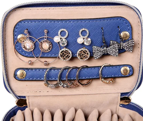 Miniatura 5 de Angelina's Palace Estuche organizador de joyas, regalos de dama de honor, bolsa de viaje, caja de cuero vegano para collar, aretes, pulsera