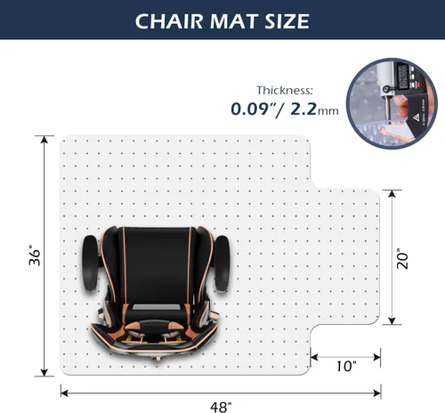 Miniatura 2 de SALLOUS Tapete para silla para alfombra, 36 x 48 pulgadas, tapete resistente para silla de oficina con labio, tapete para silla
