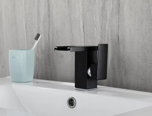 Miniatura 5 de Grifo de baño con luz LED RGB, boquilla de cascada, color negro, 3 colores cambiantes, mango de un agujero, conjunto de drenaje a juego