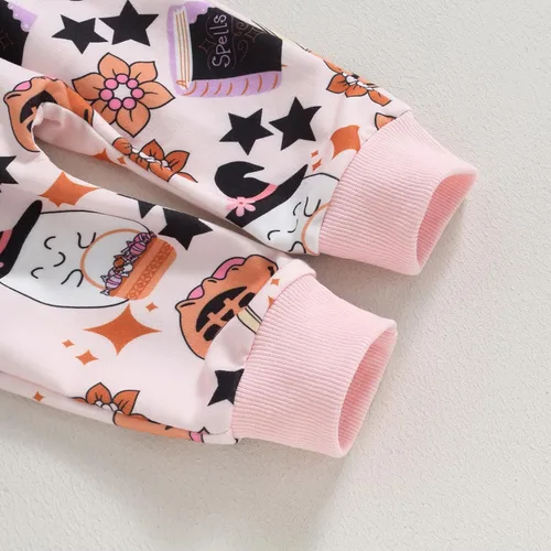 Miniatura 8 de Kayotuas Conjunto de sudadera de manga larga con estampado de arco de calabaza y esqueleto para bebé de Halloween, para otoño
