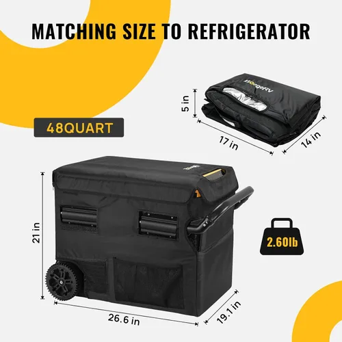Miniatura 3 de BougeRV Funda protectora aislada de 48 cuartos de galón, funda de refrigerador portátil de 12 voltios para refrigerador BougeRV CR45/CRD45, bolsa