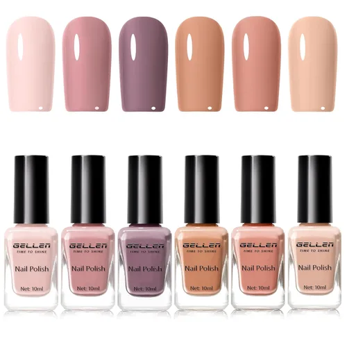 Miniatura 16 de GELLEN Juego de Esmalte de Uñas en 4 Colores Negro, Blanco, Gris & Base y Capa Superior, Esmalte de Uñas de Tendencia Otoño/Invierno Negro, Blanco