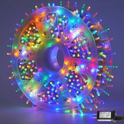 Miniatura 32 de QITONG Tira de luces rojas y verdes para exteriores, 165 pies, 500 luces LED de alambre transparente de Navidad para interiores, 8 modos de luz