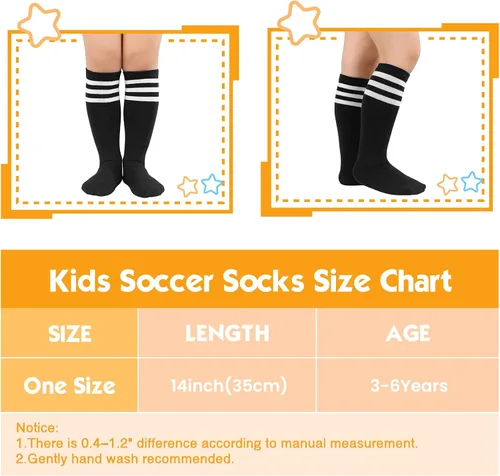 Miniatura 6 de American Trends Calcetines deportivos para niños y niñas, a rayas, hasta la rodilla, para fútbol, béisbol, sóftbol, para niñas pequeñas