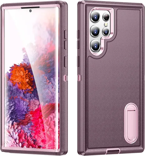 Miniatura 9 de Funda protectora de grado militar de 3 capas para Samsung Galaxy S22 Ultra con función atril de silicona resistente a prueba de golpes para Galaxy