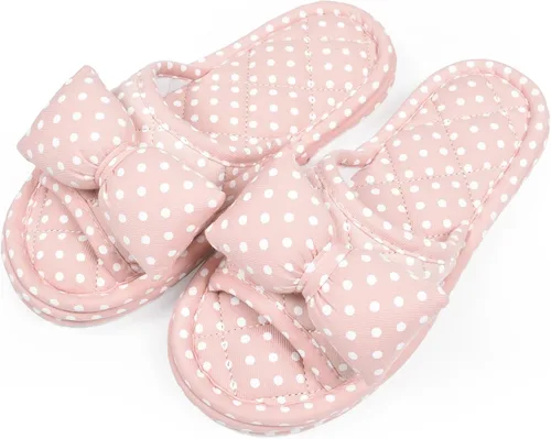 Miniatura 10 de Pantuflas de terciopelo floral para mujer, ligeras, con puntera abierta, lavables, portátiles, plegables, cómodas, para invitados, hotel, viajes