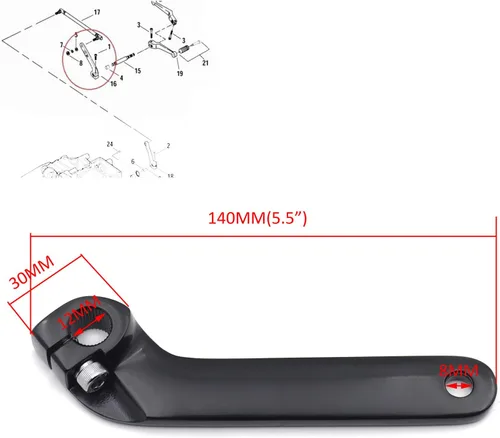 Miniatura 2 de Eje de palanca de cambios interior ajustable compatible con H-D 1982-2018 FLT/Road Glide FLTRX 2015-2020 en negro [P/N: MT268-018-BK]