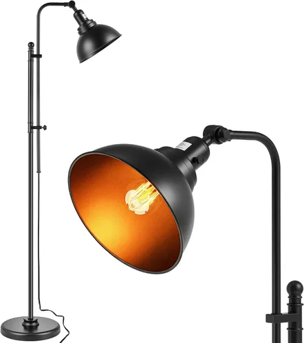 Miniatura 11 de VONLUCE Lámpara de pie para sala de estar, lámpara de pie industrial alta de 65 pulgadas, altura y cabezal ajustables, lámpara de lectura de pie