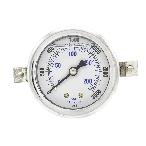 Miniatura 18 de PIC Gauges 203L-204A Manómetro relleno de glicerina con abrazadera en U con carcasa SS/bisel, internos de latón, lente de PC, dial de 2 pulgadas