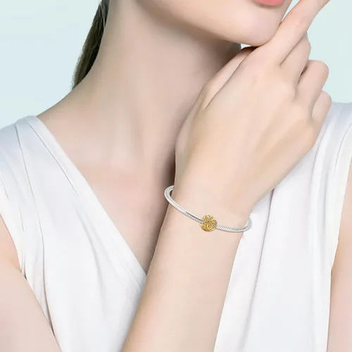 Miniatura 73 de Dijes de plata de ley 925 con diseño de oso dorado para mujer, pulseras y collares, regalos para familiares y amigos, 3 piezas/paquete