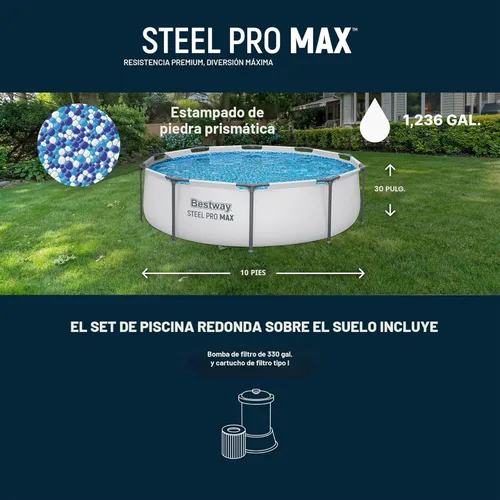 Miniatura 3 de Piscina Bestway Steel Pro sobre suelo, Azul