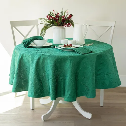 Miniatura 12 de Benson Mills - Mantel de tela de damasco Poinsettia Legacy, para fiestas, invierno y Navidad
