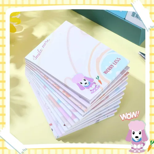 Miniatura 4 de Sherr Paquete de 12 notas adhesivas para perros de regreso a clases, 4 x 3 pulgadas, divertidos animales inspiradores, blocs de notas adhesivas