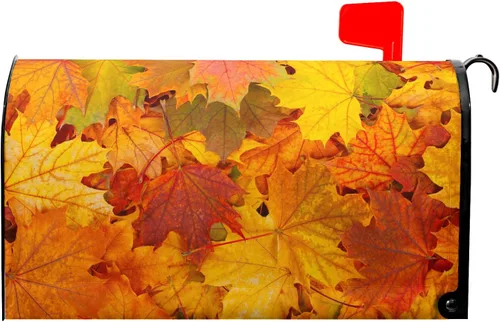 Miniatura 18 de Funda magnética para buzón de otoño, camión, tamaño estándar de 18 x 21 pulgadas, diseño de calabazas de Acción de Gracias, cosecha, hojas de arce