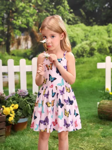 Miniatura 80 de Vestido de verano para niños pequeños, con diseño de dinosaurio, sin espalda, con lazo, vestido de playa de cumpleaños