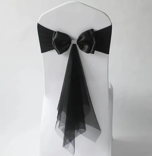 6 piezas de bandas elásticas de raso con moños para sillas, bandas para sillas, decoración para sillas de hotel, boda, recepción, fiesta, evento,