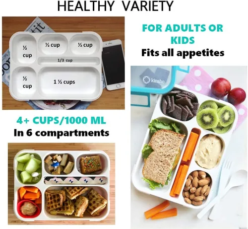Miniatura 3 de Bento-Box - Juego de lonchera aislada y paquete de hielo. Loncheras, contenedores de bocadillos para niños, niñas y adultos. 6 compartimentos, cajas