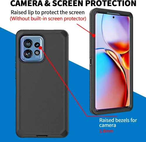 Miniatura 4 de Funda para Moto Motorola Edge Plus 2023/Edge 40 Pro, Defender - Funda protectora resistente a prueba de golpes, 3 en 1 (negro)