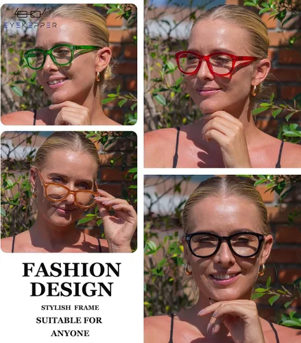 Miniatura 4 de Eyekepper Gafas de lectura con diseño de ojo de gato para mujer, paquete de 4 unidades, de gran tamaño Gafas de lectura con bloqueo de luz azul