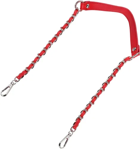 Miniatura 18 de Uxcell Correa de cadena plana de hierro de cuero de 39 pulgadas para bolso de mano, mango de reemplazo de hombro, negro con cadena dorada