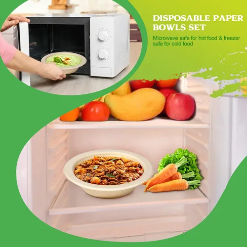 Miniatura 5 de greensight Cuencos de papel pequeños desechables de 12 onzas, paquete de 50 cuencos compostables, cuencos biodegradables ecológicos hechos de caña